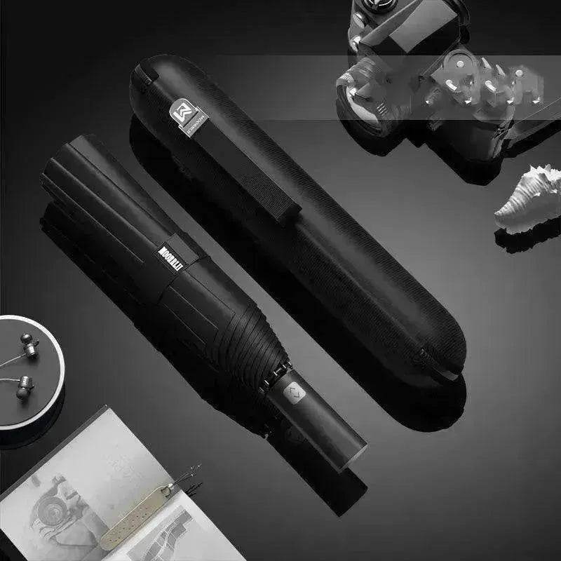 Automatic Dual-Use Umbrella, Sun and Rain Compact Folding Umbrella with Anti-Rebound, LED Light Option, 4 Colors