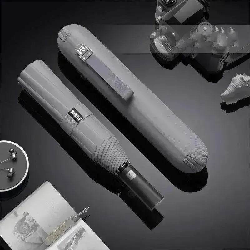 Automatic Dual-Use Umbrella, Sun and Rain Compact Folding Umbrella with Anti-Rebound, LED Light Option, 4 Colors