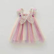 Rainbow Butterfly Wings Mesh Girl Dress