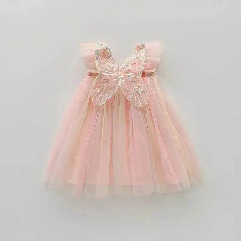 Rainbow Butterfly Wings Mesh Girl Dress