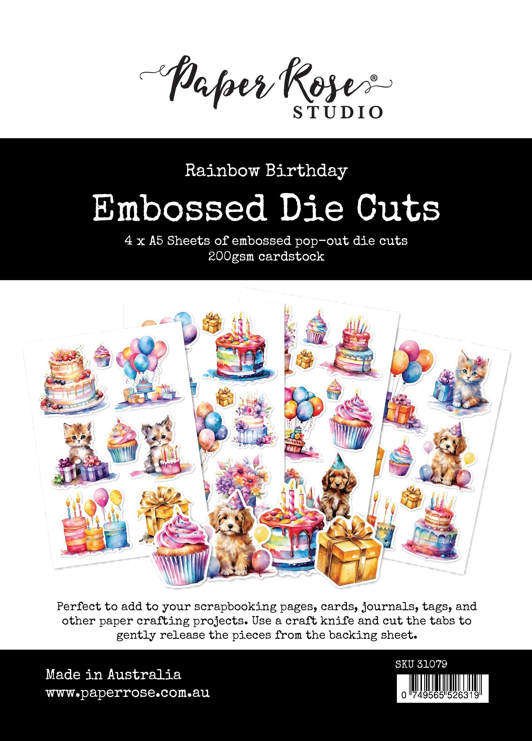 Rainbow Birthday Embossed Die Cuts 31079