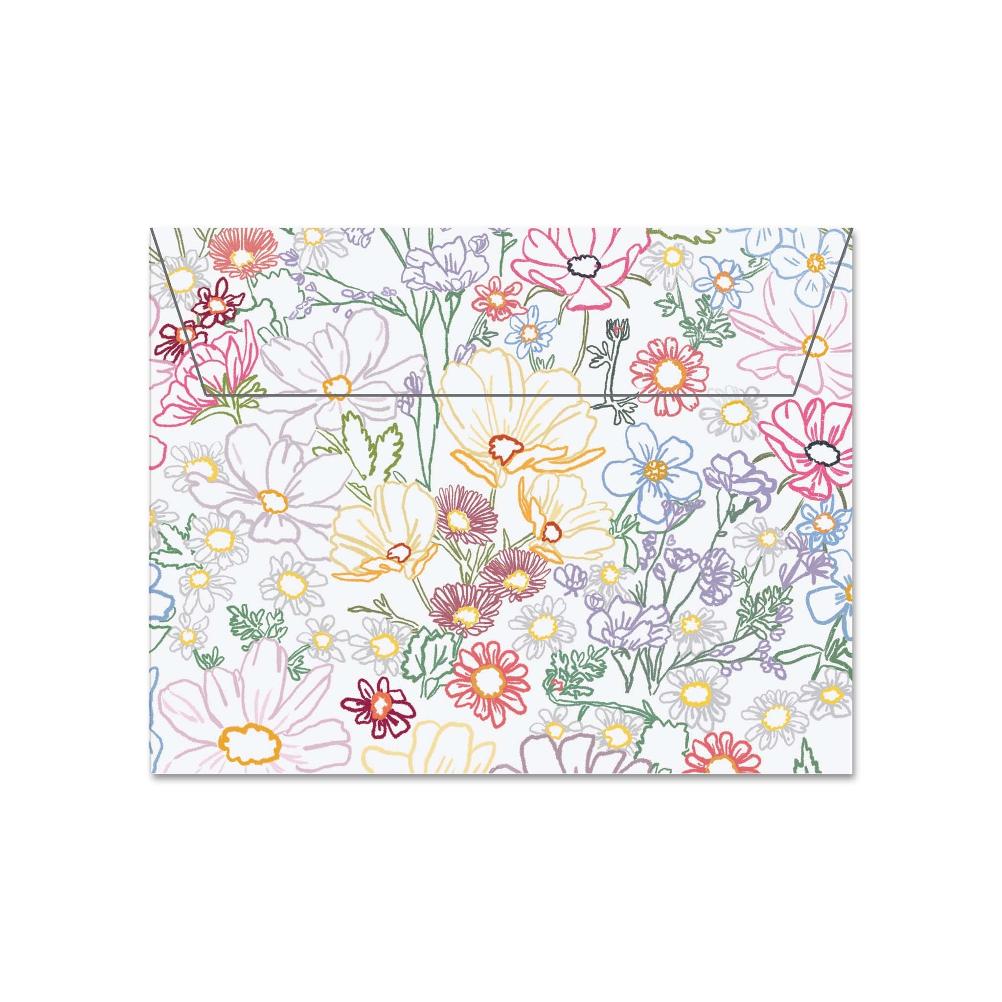 Rainbow Floral Pattern Envelope - 5 Pack