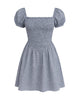 Ramona - Smocked Puff Sleeve Square Neck Dress Black Gingham