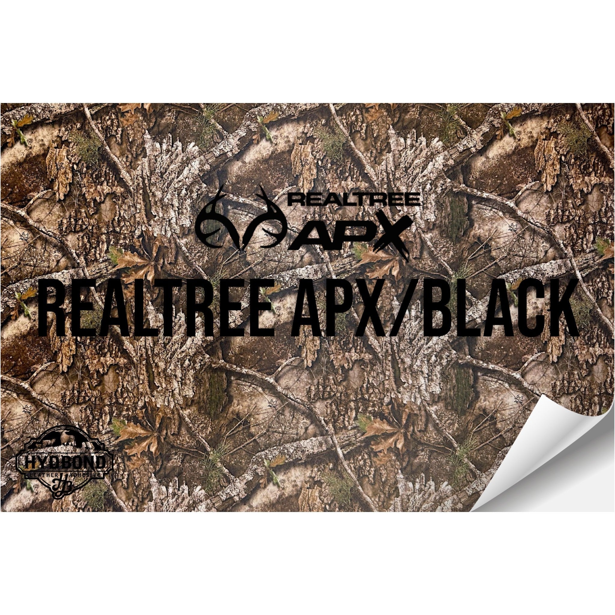 REALTREE APX®/BLACK WITH ADHESIVE HYDBOND LEATHERETTE SHEET (12