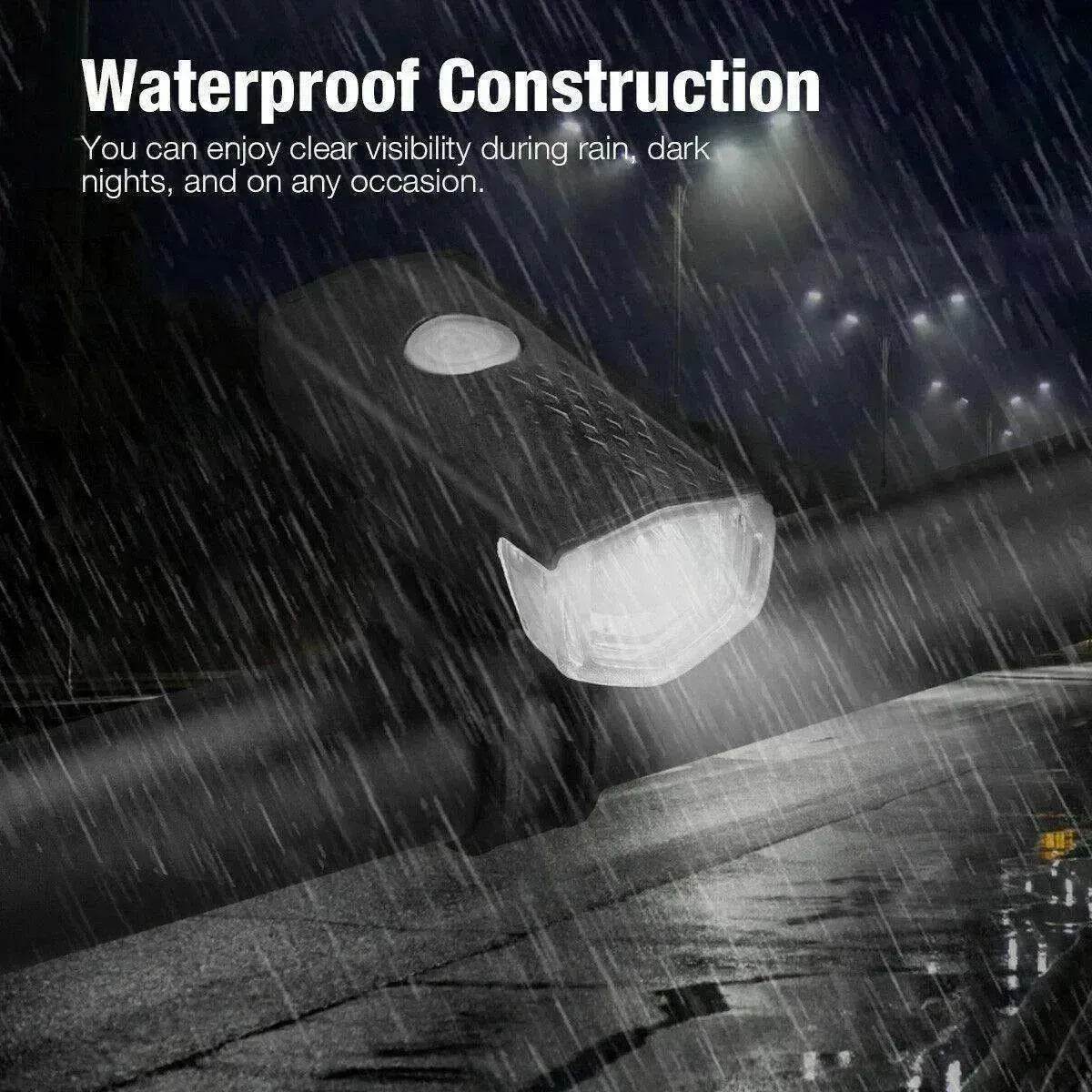 Recharge LED Bike Light Set: Rainproof