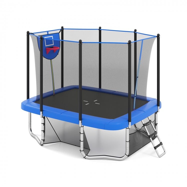 Rectangle Outdoor Trampoline 10 x 8 FT Heavy-Duty Trampoline with Basketball Hoop