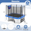 Rectangle Outdoor Trampoline 10 x 8 FT Heavy-Duty Trampoline with Basketball Hoop