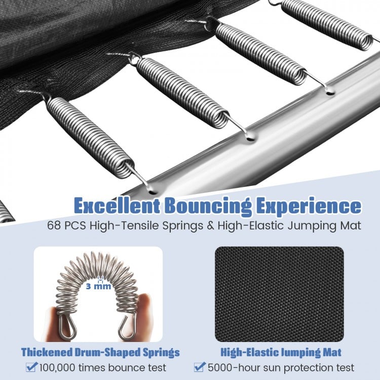 Rectangle Outdoor Trampoline 10 x 8 FT Heavy-Duty Trampoline with Basketball Hoop