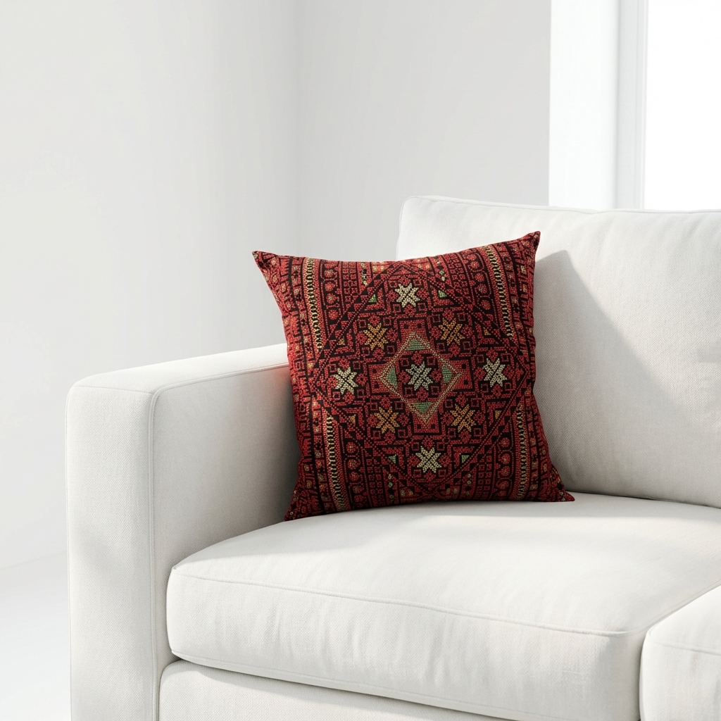 Crimson Heritage – Tatreez Embroidery | 16x16