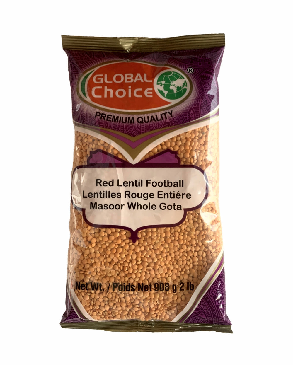 Global Choice Red Lentil Whole 908g ( Masoor Whole Gota 2lb)