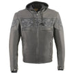 Milwaukee Leather Men's Crossover Scooter Jacket w/ Reflective Skulls & Full Sleeve Removable Hoodie