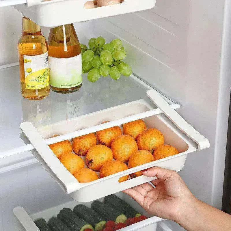 Refrigerator Pull-Out Drawer Storage Box – 12-Grid Egg & Food Organizer