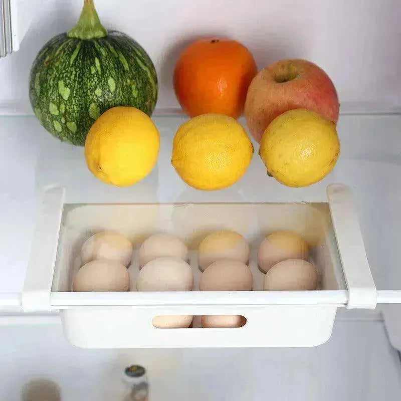 Refrigerator Pull-Out Drawer Storage Box – 12-Grid Egg & Food Organizer