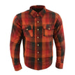 Milwaukee Leather Men's Red & Orange Armored Flannel Biker Shirt w/ Reinforced Fibers