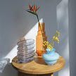 Curve Mini Glass Vase - Hand-Blown Light Blue Design