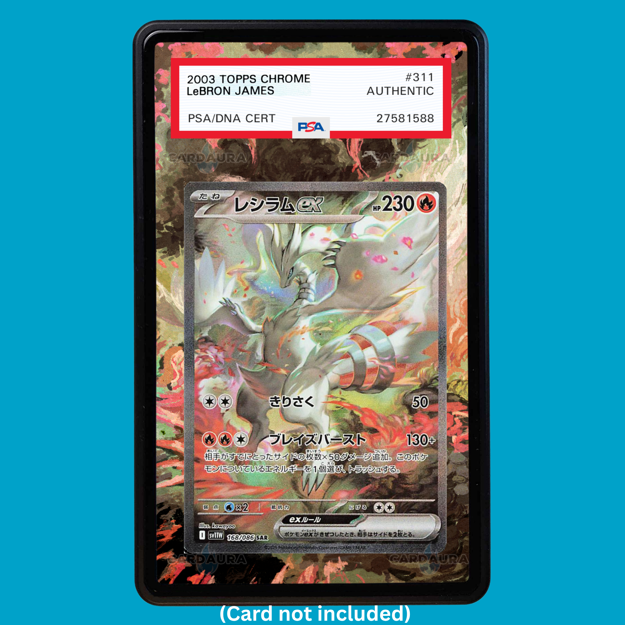 Reshiram EX 168/086 White Flare (Graded) Display Case