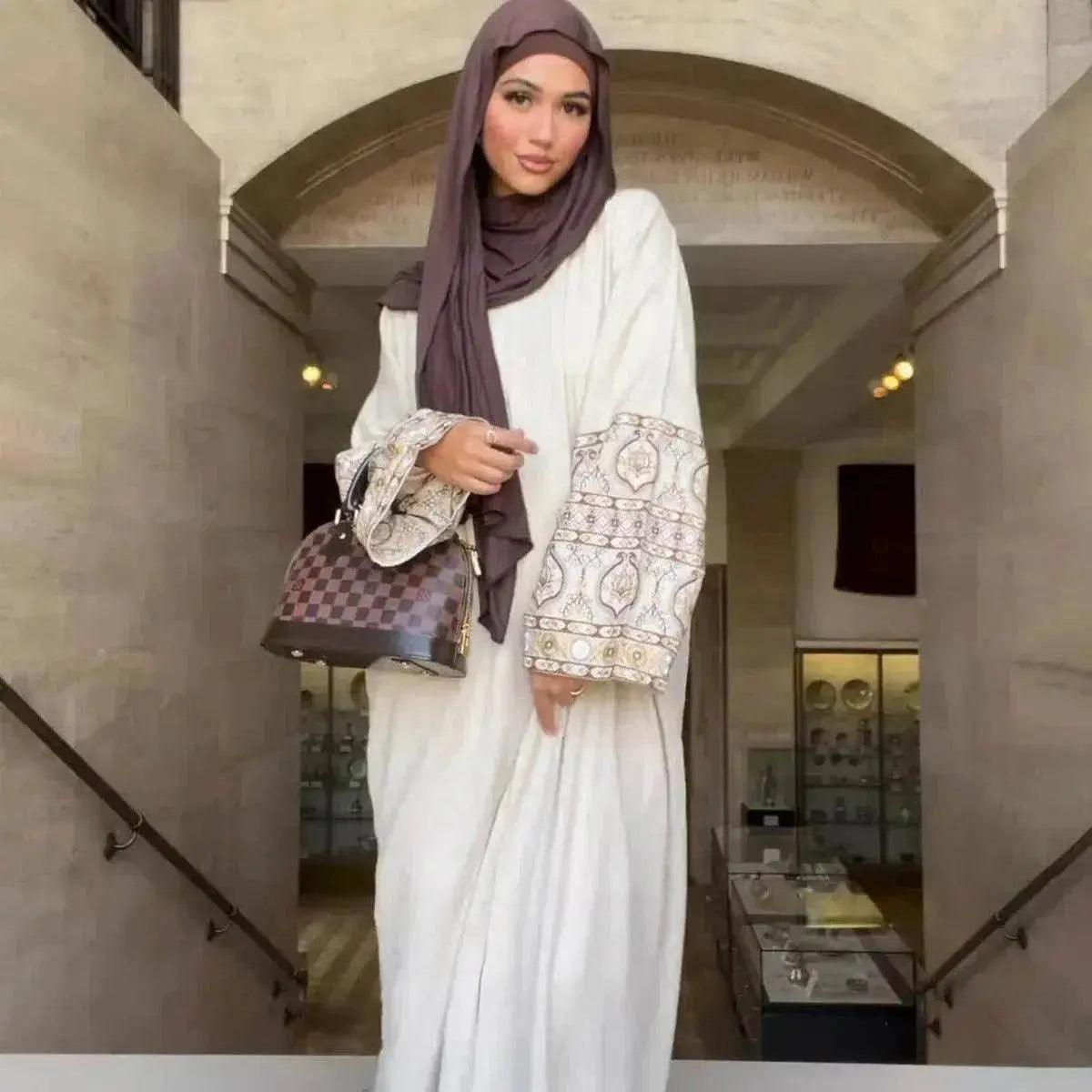 Retro-Inspired Boho Print Long Dress with Loose Puff Sleeves