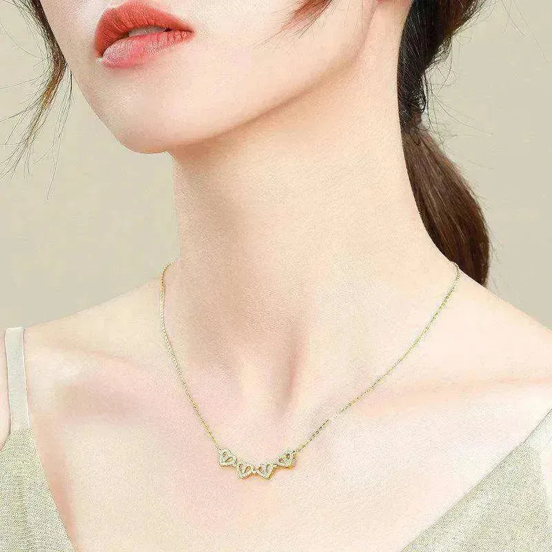 Retro Magnetic Folding Heart Shaped Four Leaf Clover Pendant Women Necklace