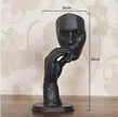 Retro Meditators Abstract Sculpture Man Smoking Cigar Face Statue.