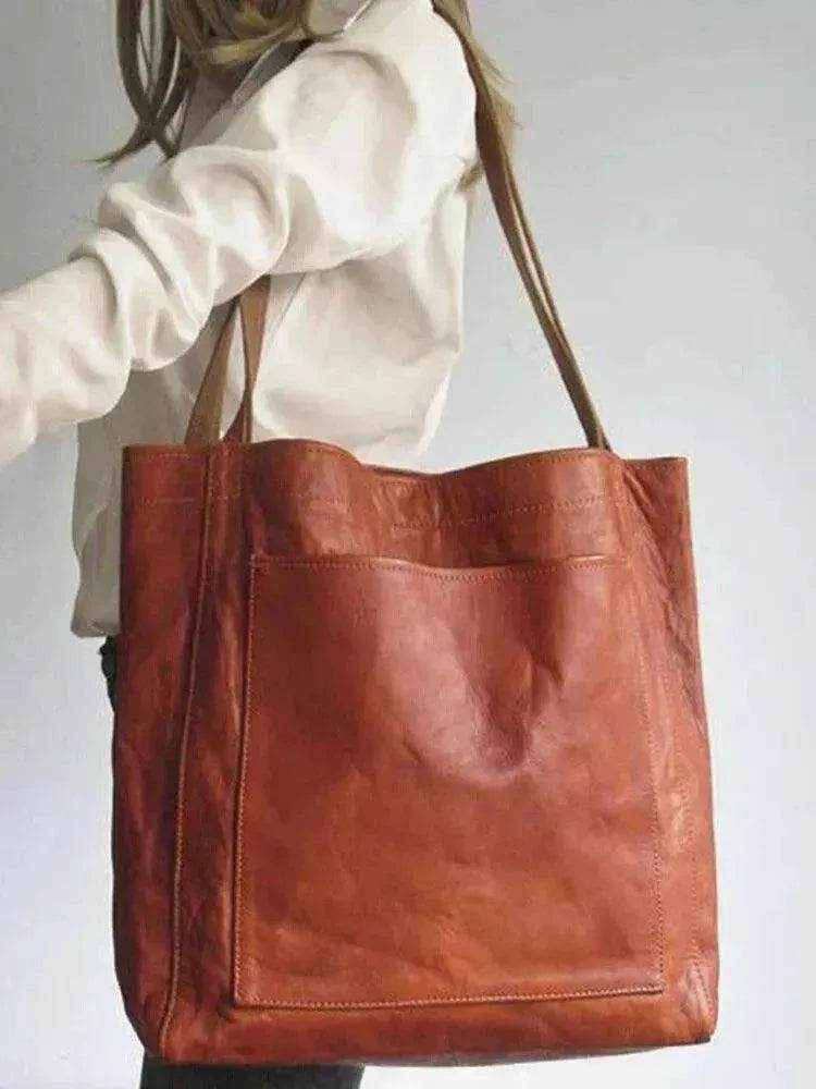 Retro Shoulder Bag Big Pocket Oil Wax Totes
