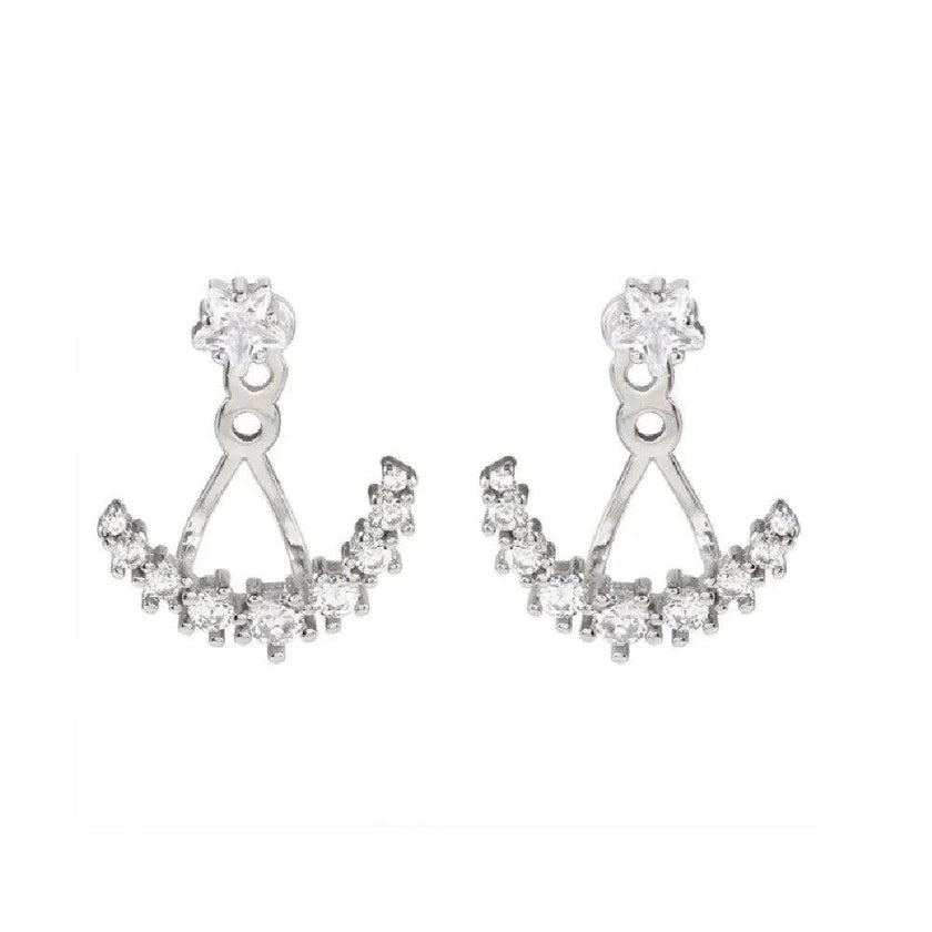 Rhinestone Arc Back-hanging Earrings