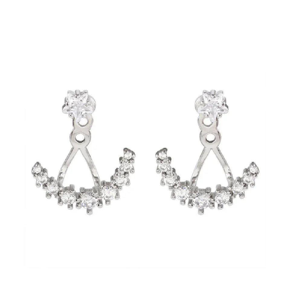 Rhinestone Arc Back-hanging Earrings