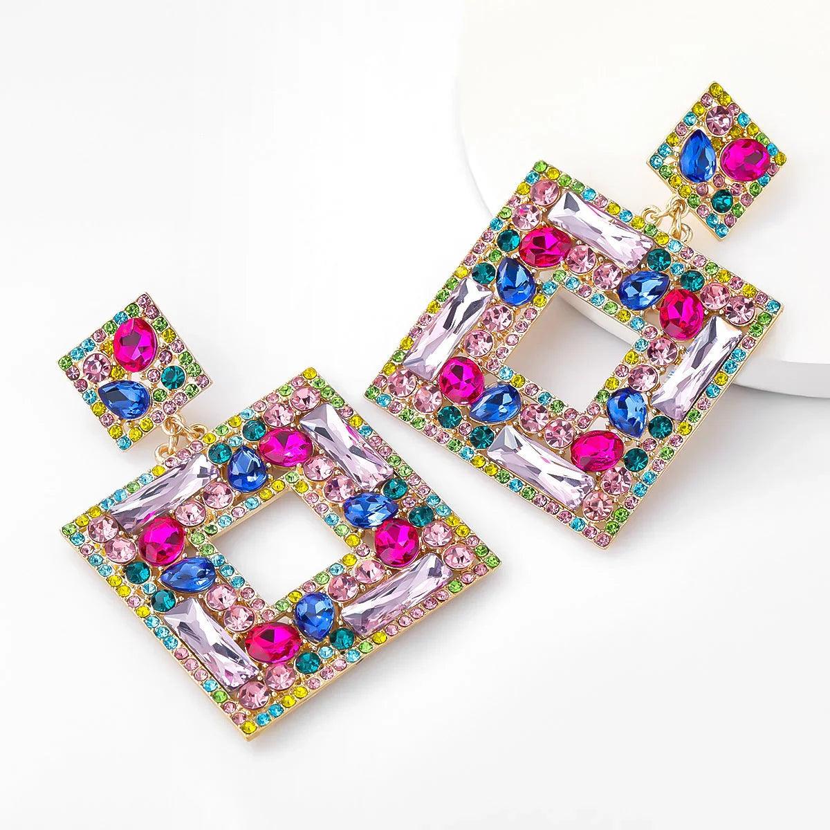 Rhinestones, Glass And Full Diamond Earrings