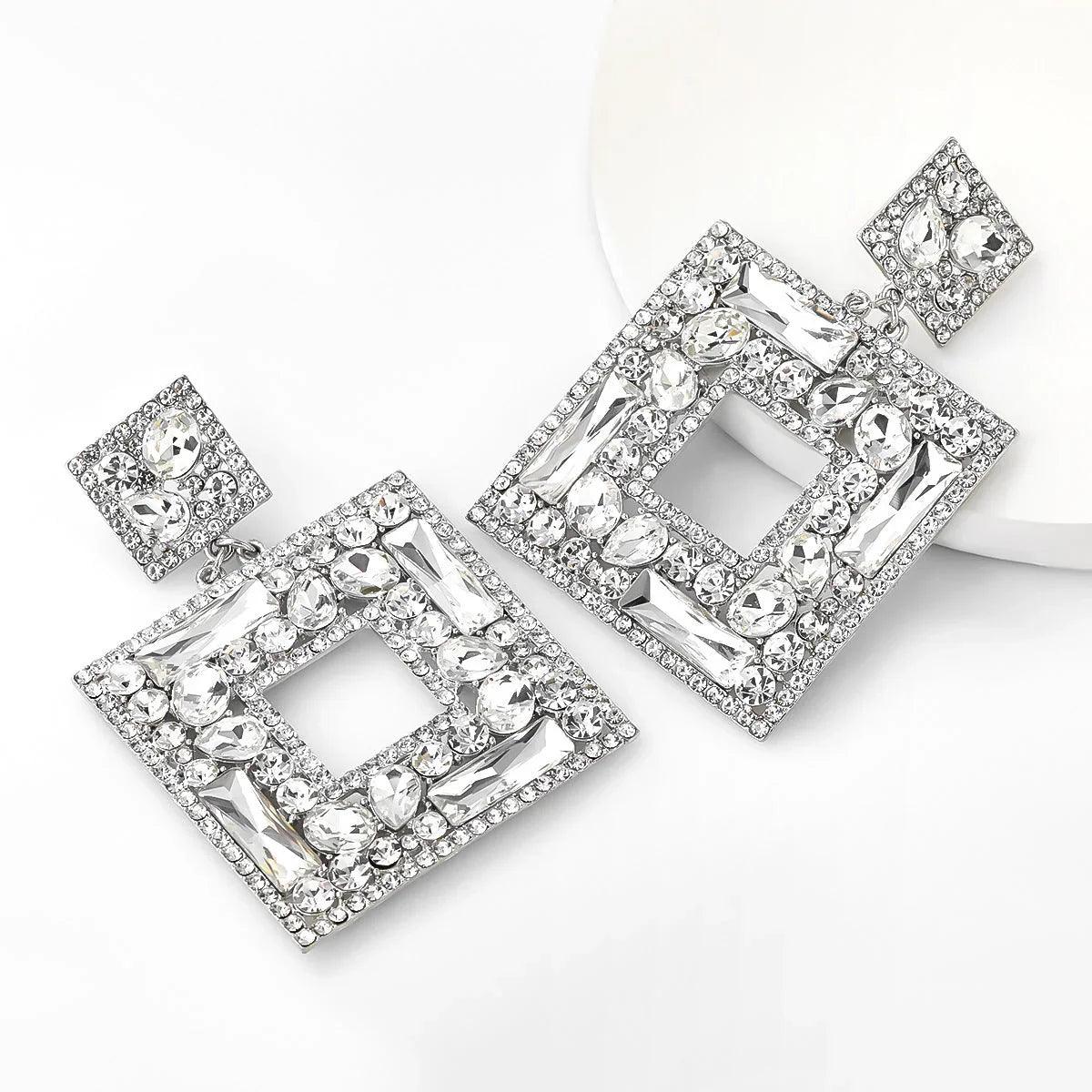 Rhinestones, Glass And Full Diamond Earrings