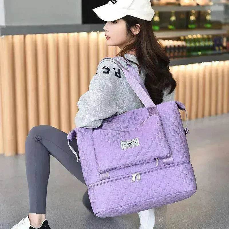 Rhombus Design Foldable Duffle: Large Capacity, Portable