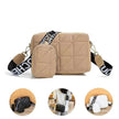 Rhombus Shoulder Bag + Wallet Set, Letter Print, Wide Strap