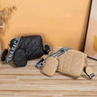 Rhombus Shoulder Bag + Wallet Set, Letter Print, Wide Strap