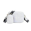 Rhombus Shoulder Bag + Wallet Set, Letter Print, Wide Strap