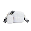Rhombus Shoulder Bag + Wallet Set, Letter Print, Wide Strap