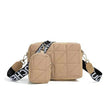 Rhombus Shoulder Bag + Wallet Set, Letter Print, Wide Strap