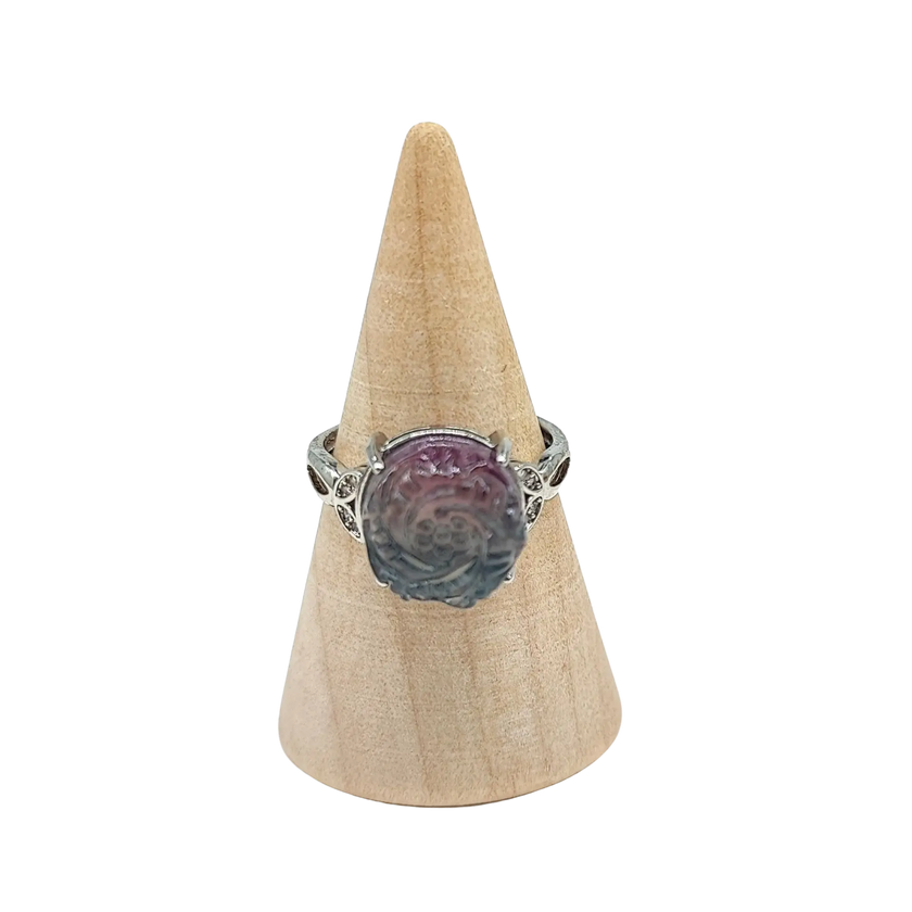 Ring -Fluorite -Flower -Adjustable