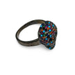 Ring - Cubic Zircon Skull Finger Ring - Electrophoresis Black Plated Brass