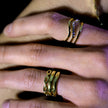 Bague JUAANA à trois rangées de zircons.