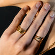 Bague JUAANA à trois rangées de zircons.