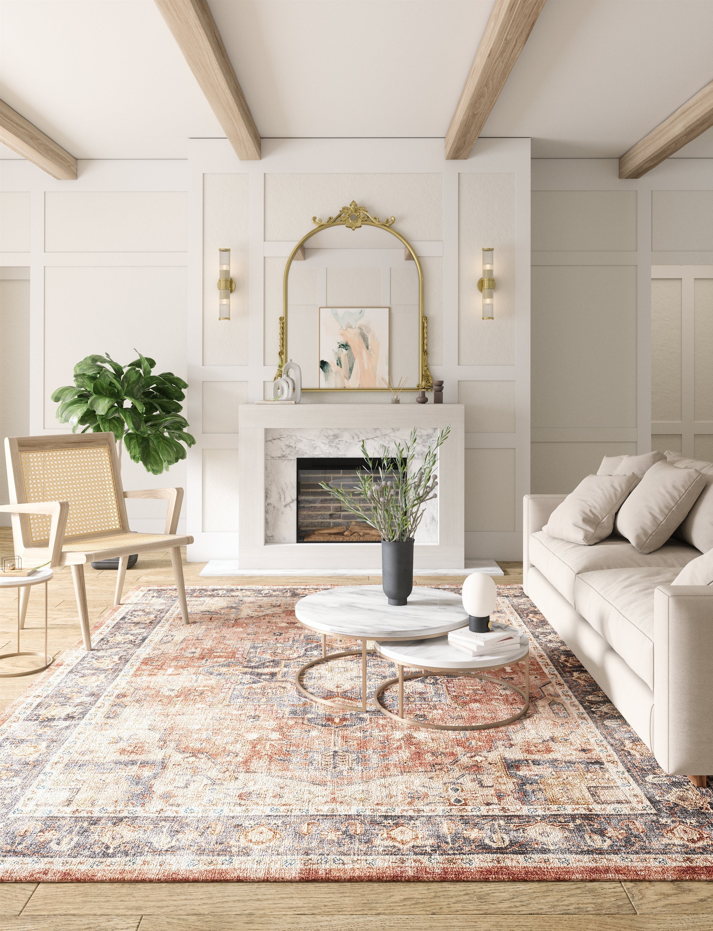 Riverra Terracotta Black Rug