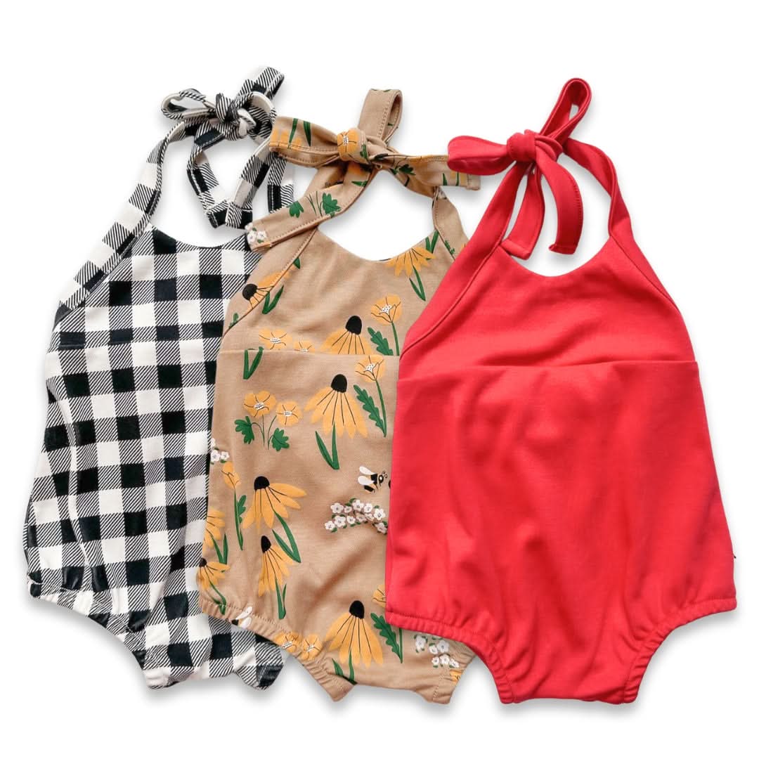 Baby/Kids' Bamboo Halter Romper | Berry
