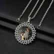 Round Diamond Sun Flower Frame Couple Commemorative Necklace