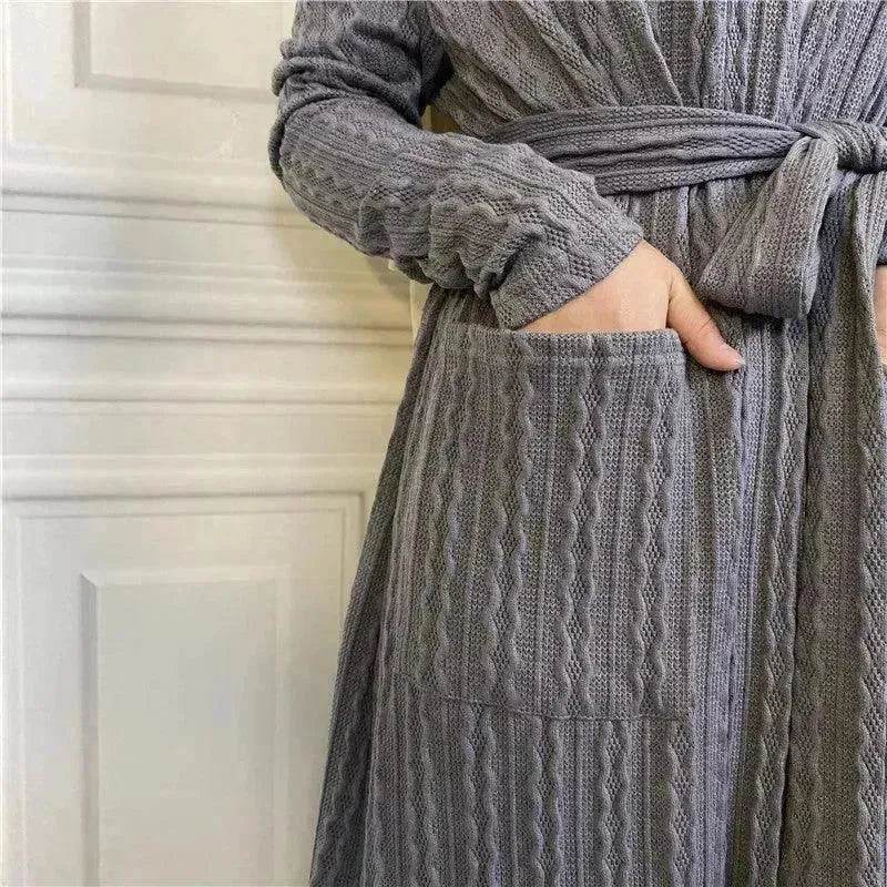 Round Edge Cardigan Sweater Arab  Long Jacket