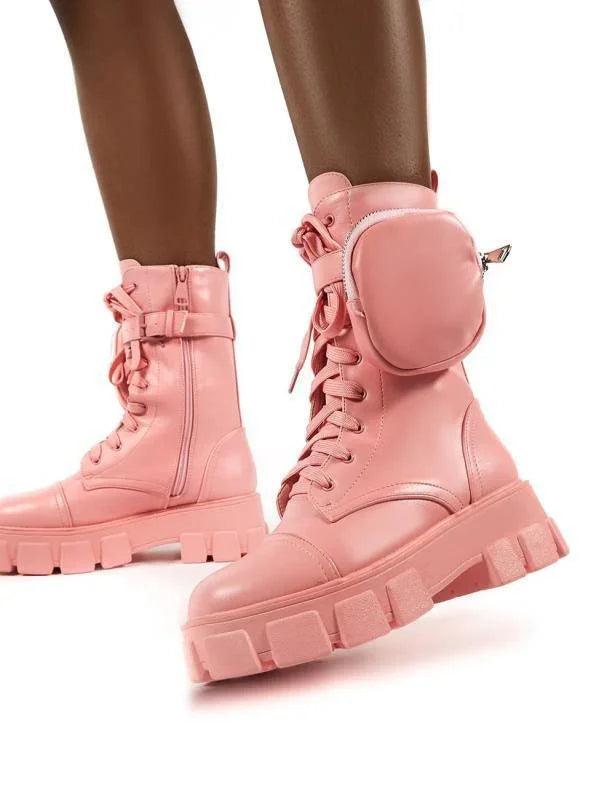 Round head female motorcycle riding boots