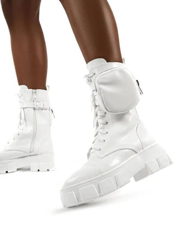 Round head female motorcycle riding boots