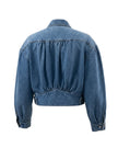 Roxanne - Women’s Cropped Pleated Sleeve Jacket Denim