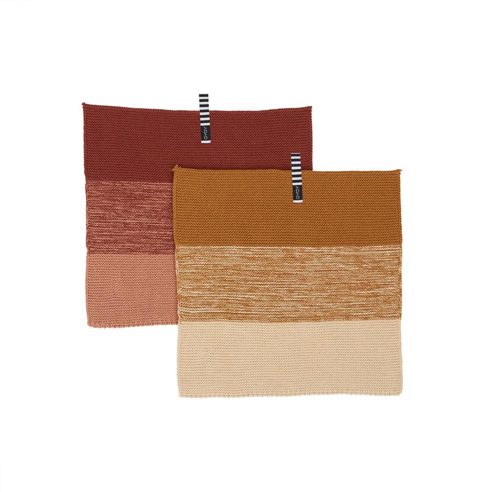 Niji Dish Cloth Dark Caramel / Rubber - Pack of 2 - H25 x W25 cm