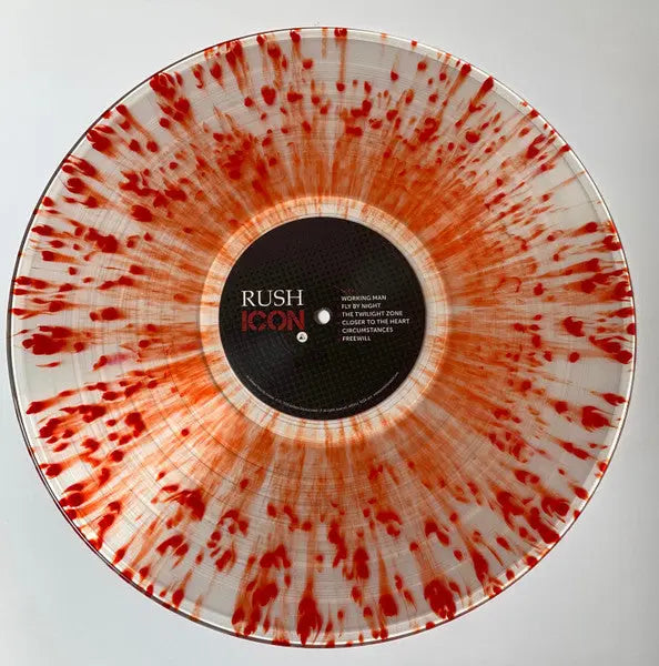 Rush – ICON - Limited Edition, Clear Translucent With Heavy Red Splatter, Rare