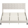 Harper King Size Bed Frame with Upholstered Headboard-Cream White