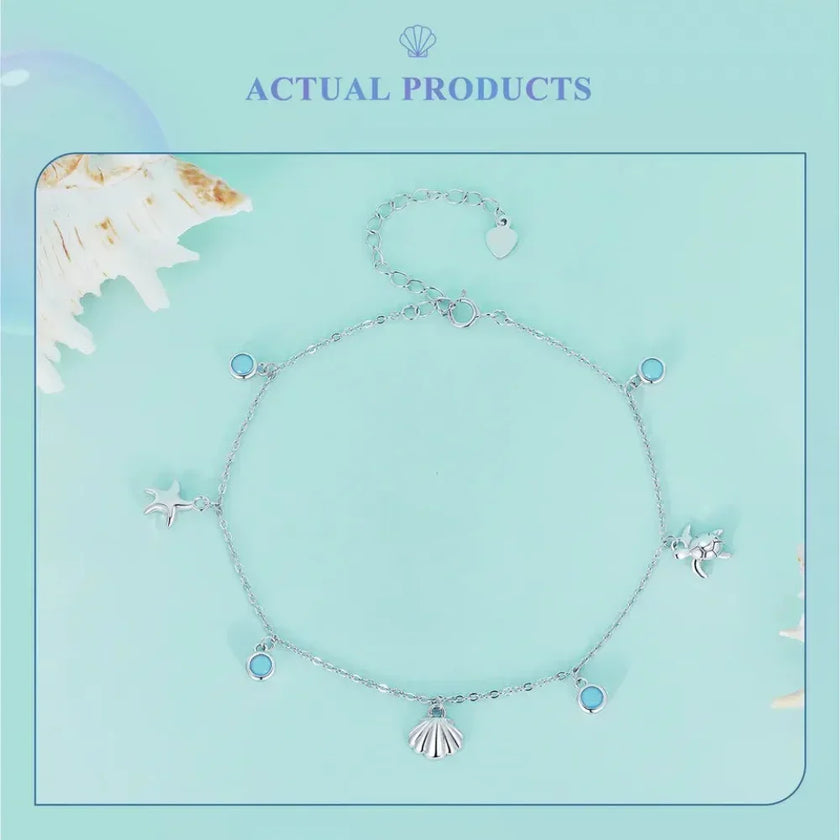 The Tropical Opal Sea Star & Shell Anklet