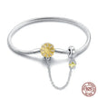 Sterling Silver Daisy Clasp Bracelet with Yellow CZ